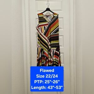 Ashley Stewart, Striped Sleeveless Dress, Midi/Maxi, (FLAWED), Size 3X (22/24)